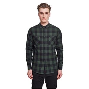 Urban Classics Men's Casual Checked Flannel Shirt with 2 Chest Pockets (Checked Flanell Shirt) Multicoloured (Blk/Fore, size: m