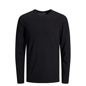 JACK & JONES Men’s Basic O-Neck Tee L/S Noos Long-Sleeved Top (Basic O-neck Tee L/S Noos) Black (Black) plain, size: 48