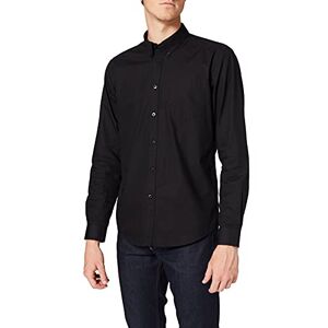 merc of London Men's ALBIN, Shirt Button Down Long Sleeve Dress Shirt Black X-Small