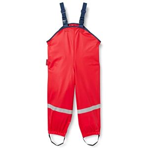 Playshoes Unisex Children's Mud Trousers, Rain Dungarees, Unlined, Windproof and Waterproof Rain Trousers, Rain Gear, red