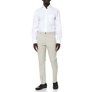Seidensticker Men's Business Shirt, Non-Iron Shirt with Straight Cut, Regular Fit, Long Sleeves, Shark Collar, Chest Pocket, 100% Cotton (Shark) White (01 white) Plain, size: 38