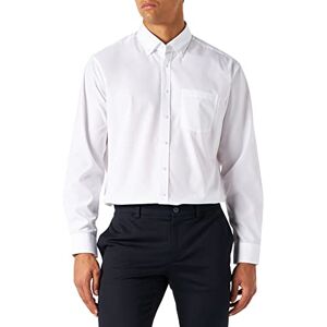 Seidensticker Men's Business Shirt Non-Iron Shirt with Straight Cut Regular Fit Long Sleeve Button-Down Collar Chest Pocket 100% Cotton (Business Shirt Modern Fit) White (White 0001) plain, size: 48