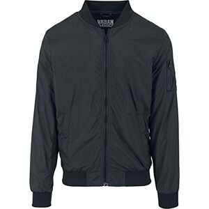 Urban Classics Men's Bomber Jacket Light Jacket (Light Bomber Jacket) Black Plain, size: xl