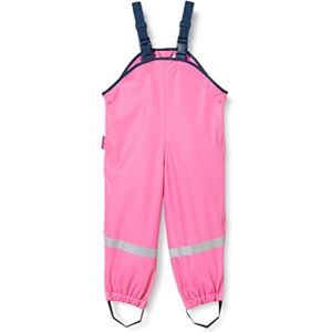 Playshoes Unisex Children's Mud Trousers, Rain Dungarees, Unlined, Windproof and Waterproof Rain Trousers, Rain Gear, Pink