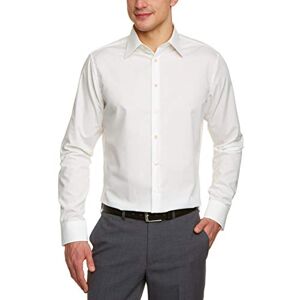 Seidensticker Men's Business Shirt, Non-Iron Fitted Shirt, Shaped Fit, Long-Sleeved, Kent Collar, 100% Cotton ( Herren Business Hemd Tailored Fit – Bügelfreies, Schmales Hemd mit Kent-kragen – Langarm – 100% Baumwolle) Beige (Ecru 21) plain, size: 38