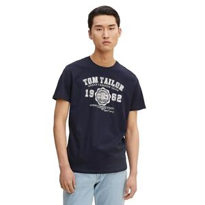 TOM TAILOR men's logo print T-shirt., 10690 Knitted Navy, s