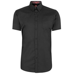 merc of London Men's Regular Fit Button Down Short Sleeve Dress Shirt Black X-Small