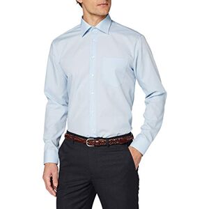 Seidensticker Men’s Business Shirt with Straight Cut, Regular Fit, Non-Iron, Kent Collar, Long Sleeves, Chest Pocket, 100% Cotton, Blue (Light Blue), 38