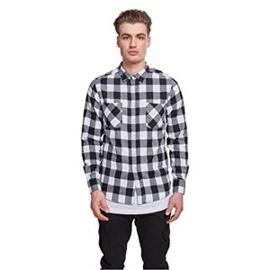 Urban Classics Men's Casual Checked Flannel Shirt with 2 Chest Pockets (Checked Flanell Shirt) Multicoloured (Blk/Wht), size: l
