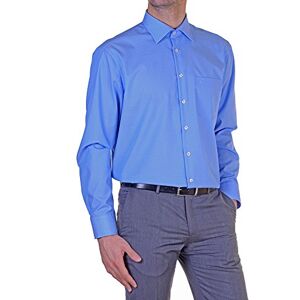 Seidensticker Men's Business Shirt, Non-Iron Shirt with Straight Cut, Regular Fit, Long Sleeves, Kent Collar, Chest Pocket, 100% Cotton (Regular Bügelfrei) Blue (medium blue) plain, size: 49