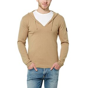 James Tyler Men's Hooded Jumper with V-Neck, brown (camel), 2XL