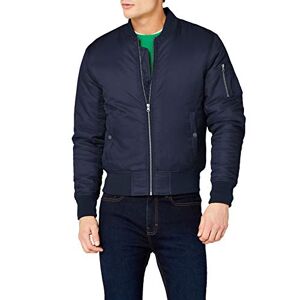 Urban Classics Men's Basic Bomber Jacket with Patch Pocket and Zip on Arm (Basic Bomber Jacket) Blue (Navy 155) Plain, size: m