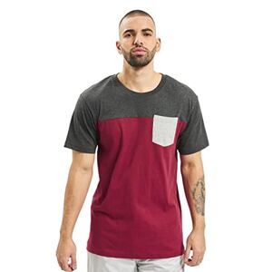 Urban Classics Herren 3-tone pocket thee Langarmshirt, Burgundy/Cha/Gry, S EU