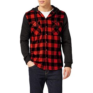 Urban Classics Men's Hooded Checked Flannel Sweat Sleeve Shirt Casual Shirt Regular Fit xxl