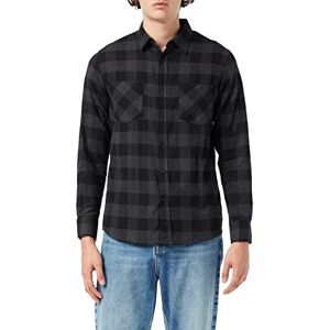 Urban Classics Men's Casual Checked Flannel Shirt with 2 Chest Pockets (Checked Flanell Shirt) Multicoloured (Blk/Cha), size: l