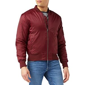 Urban Classics Men's Basic Bomber Jacket with Patch Pocket and Zip on Arm (Basic Bomber Jacket) Red (burgundy 606) Plain, size: s