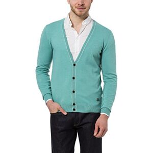 James Tyler Men's Cardigan, Knitted Jacket with Button Placket, in Light Summery Colours, turquoise, L