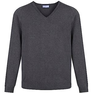 Trutex Limited Boy's Cotton V Neck Plain Jumper, Marl Grey, 15 Years (Manufacturer Size: Large)