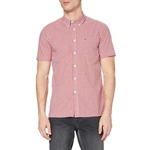 merc of London Men's TERRY, Shirt, Short Sleeve Button Down Short Sleeve Dress Shirt, Pink (blood), X-Small (Manufacturer size: XS)