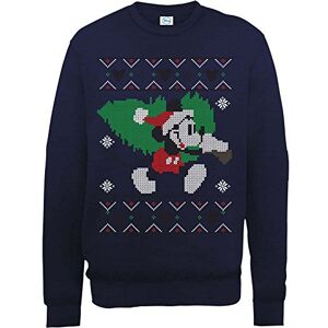 Brands In Limited Men's Mickey Mouse Christmas Tree Long Sleeve Sweatshirt, Blue (Navy), Small