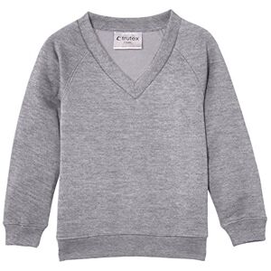 Trutex Limited Unisex Plain V-Neck Sweatshirt, Marl Grey, 13 Years (Manufacturer Size: Small)