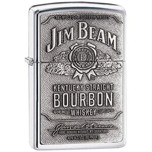 Zippo Jim Beam Label Pewter Emblem Lighter Polished Chrome