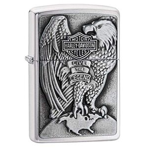 Zippo 2000083 Harley Davidson Made in USA Eagle & Globe Chrome brushed