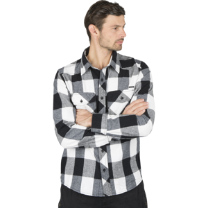 Brandit Skjorte  Checkshirt, Sort/Hvid