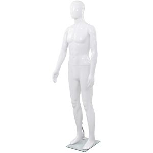 vidaXL mannequin mand fuld figur glassokkel hvid højglans 185 cm