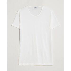 Zimmerli of Switzerland Wool/Silk Crew Neck T-Shirt Ecru men M Hvid