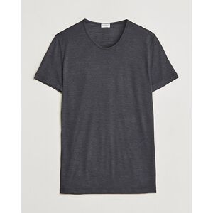 Zimmerli of Switzerland Wool/Silk Crew Neck T-Shirt Charcoal men XL Grå