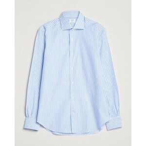 Mazzarelli Soft Cotton Cut Away Shirt Blue Stripe men M Blå