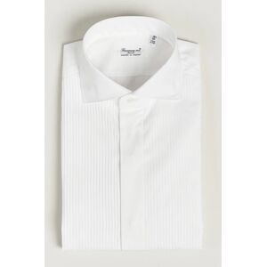 Finamore Napoli Milano Slim Plisse Smoking Shirt White men M Hvid