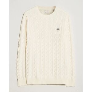 GANT Cotton Cable Crew Neck Pullover Cream men XXL Hvid