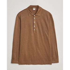 Massimo Alba Raya Long Sleeve Linen Polo Brown men S Brun