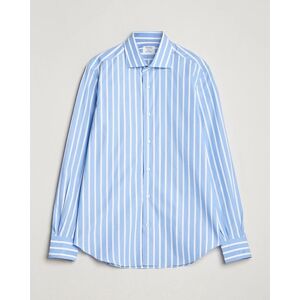 Mazzarelli Soft Cotton Cut Away Shirt Blue/White Stripe men M Hvid