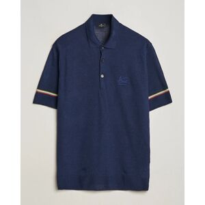 Etro Knitted Cotton/Linen Polo Navy men L Blå