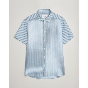 Les Deux Kris Linen Striped Short Sleeve Shirt Blue/Ivory men XL Blå