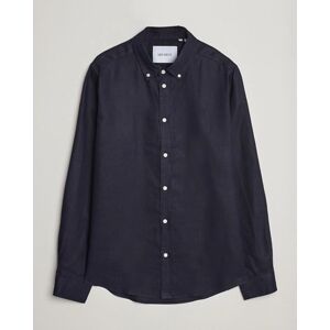 Les Deux Kristian Linen Button Down Shirt Dark Navy men L Blå