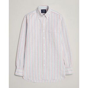 Drake's Thin Tripple Stripe Oxford Shirt White men L) Pink