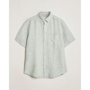 GANT Regular Fit Striped Linen Short Sleeve Shirt Green/White men M Grøn