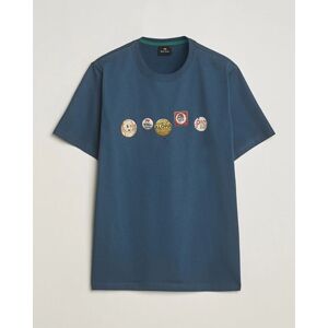 PS Paul Smith Organic Cotton Badges Crew Neck T-Shirt Blue men XL Blå