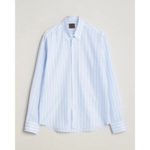 Oscar Jacobson Regular Fit Striped Linen Shirt Light Blue men L Blå