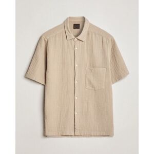 Oscar Jacobson Short Sleeve City Crepe Cotton Shirt Beige men M Beige