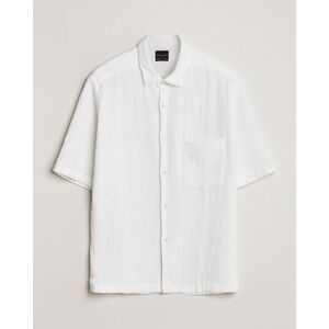 Oscar Jacobson Short Sleeve City Crepe Cotton Shirt White men S Hvid
