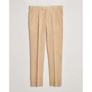 PT01 Slim Fit Pleated Linen Trousers Light Beige men 48 Beige