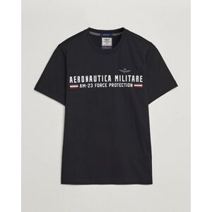 Aeronautica Militare Logo Crew Neck T-Shirt Jet Black men M Sort