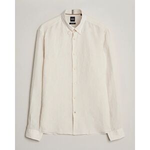 Boss BLACK Liam Linen Shirt Open White men M Beige