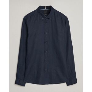 Boss BLACK Liam Linen Shirt Dark Blue men M Blå