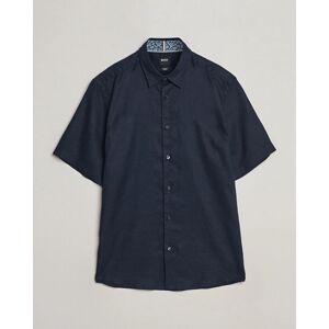 Boss BLACK Liam Short Sleeve Linen Shirt Dark Blue men M Blå